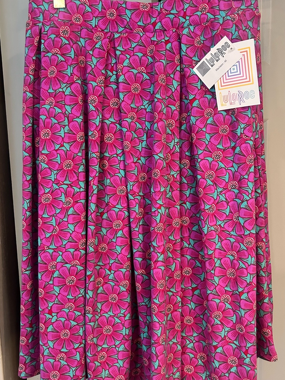 LuLaRoe Hot Pink & Teal Floral Circle Skirt